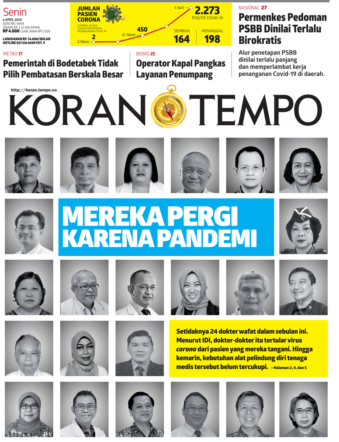 Cover Koran Tempo - Edisi 2020-04-06