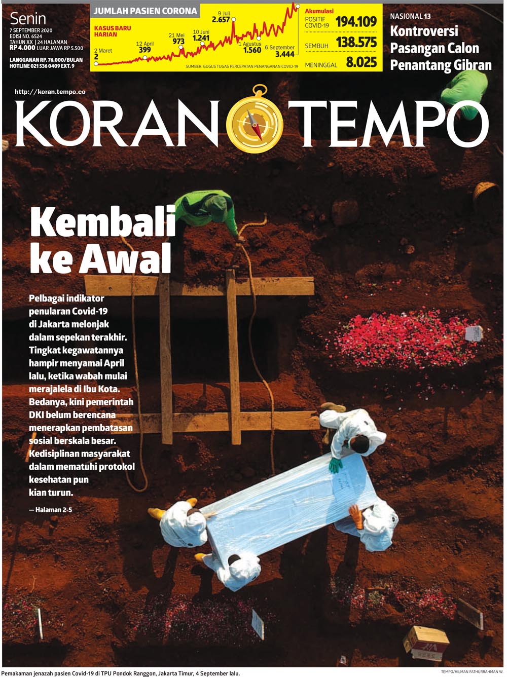 Cover Koran Tempo - Edisi 2020-09-07