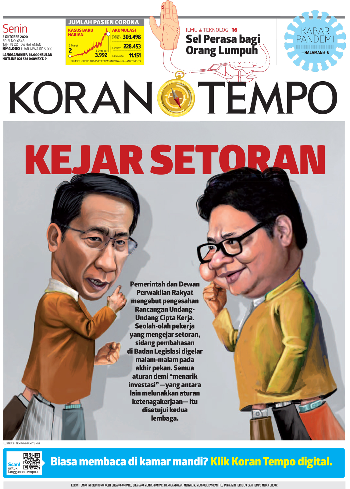 Cover Koran Tempo - Edisi 2020-10-05