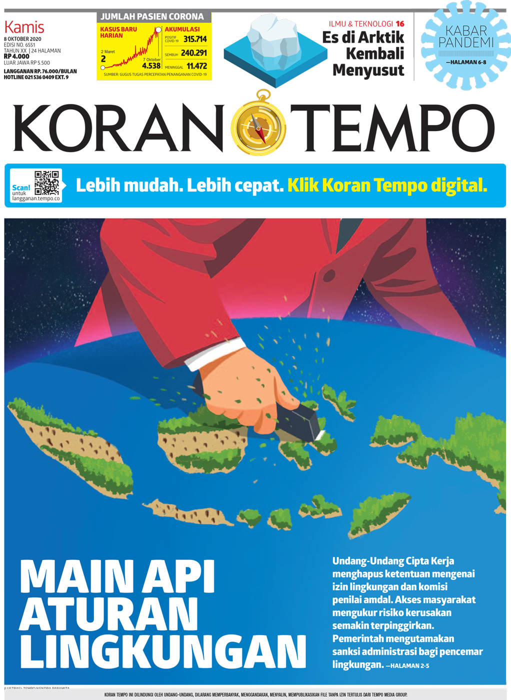 Cover Koran Tempo - Edisi 2020-10-08