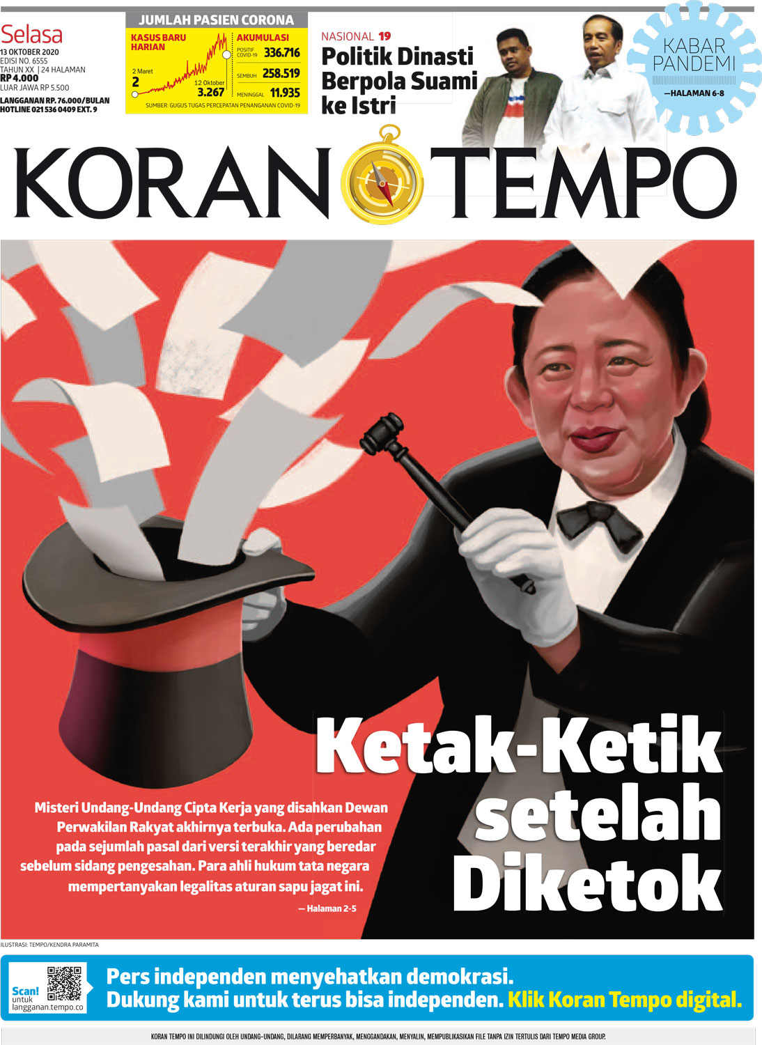 Cover Koran Tempo - Edisi 2020-10-13