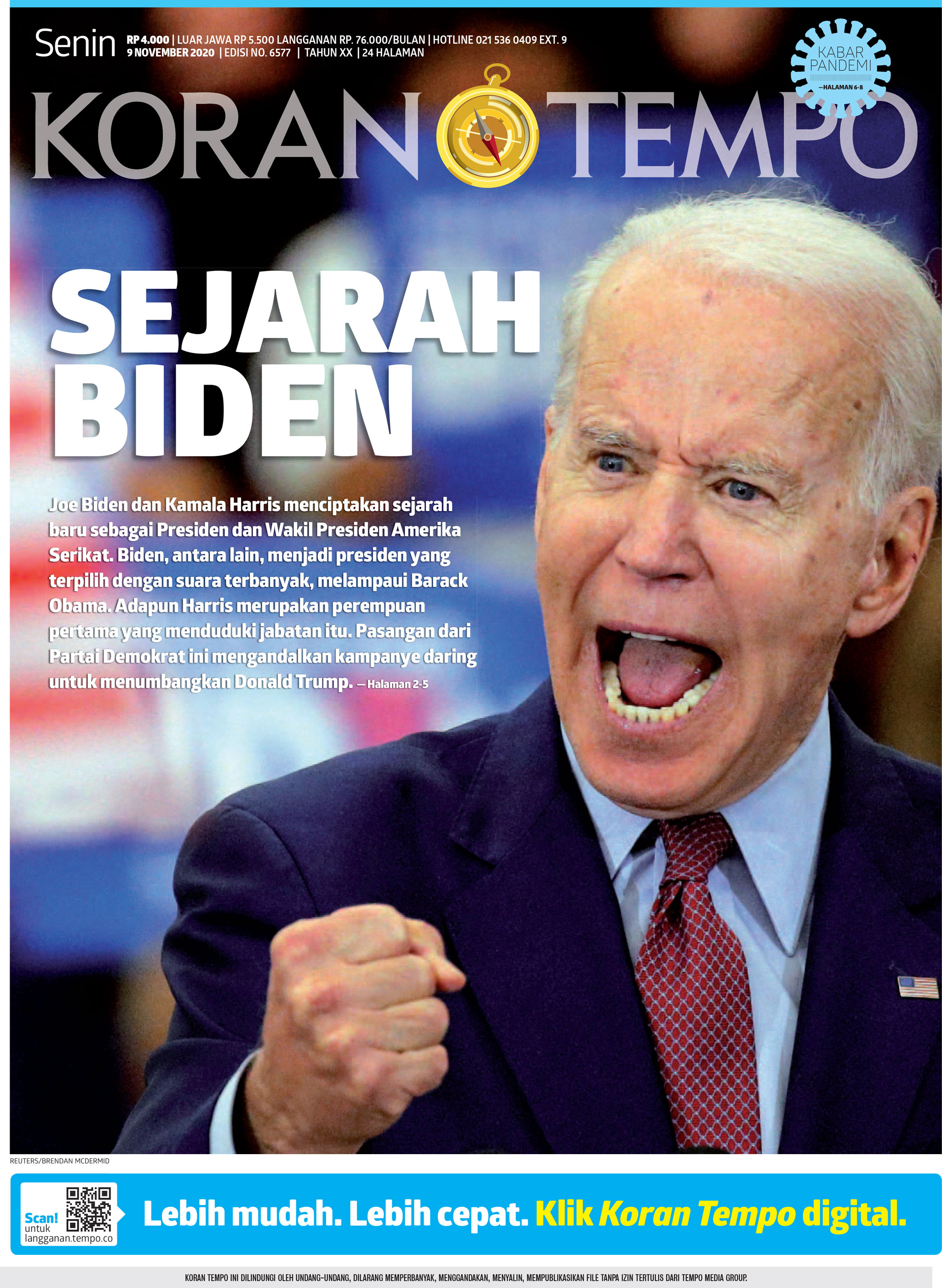 Cover Koran Tempo - Edisi 2020-11-09