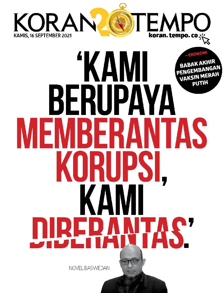 Cover Koran Tempo - Edisi 2021-09-16-Akhir Cerita Pemecatan Pegawai KPK