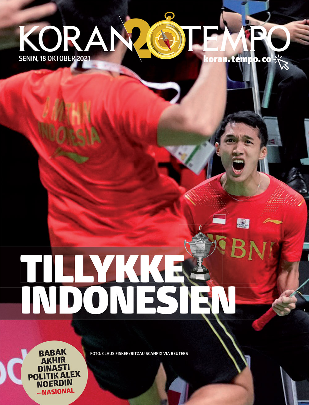 Cover Koran Tempo - Edisi 2021-10-18 -- Tillykke Indonesien
