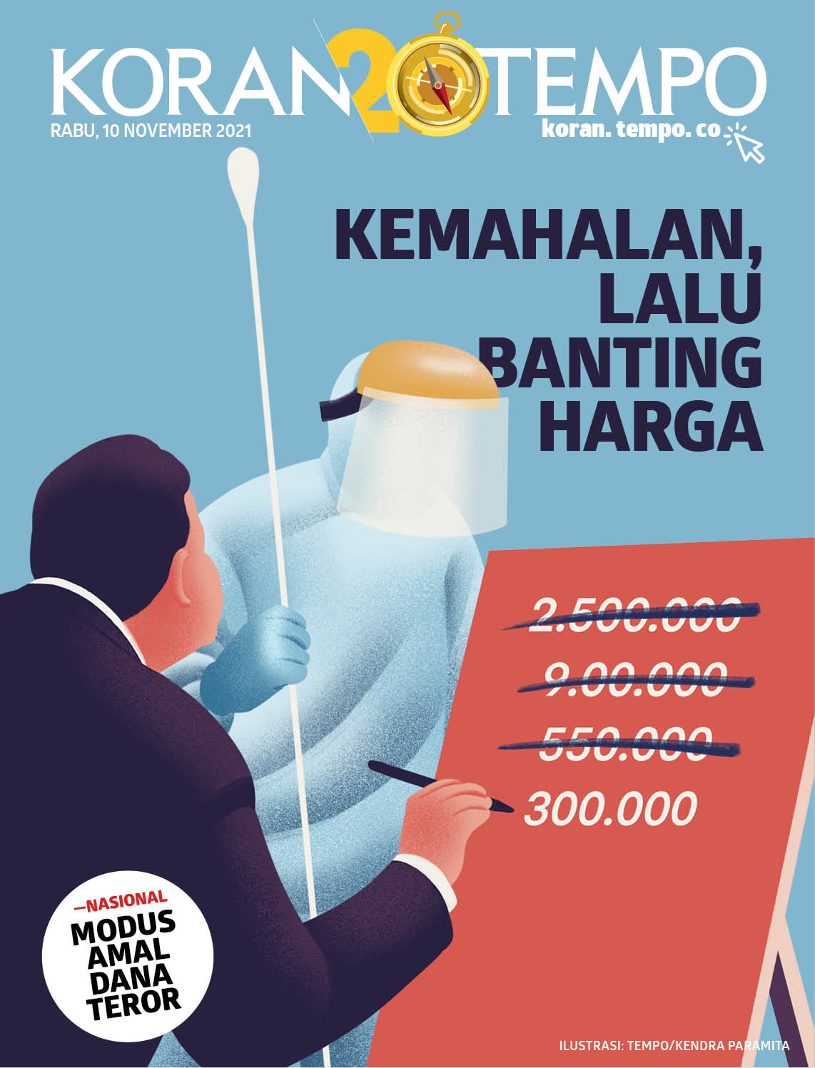 Cover Koran Tempo - Edisi 2021-11-10-Banting Harga Tes PCR