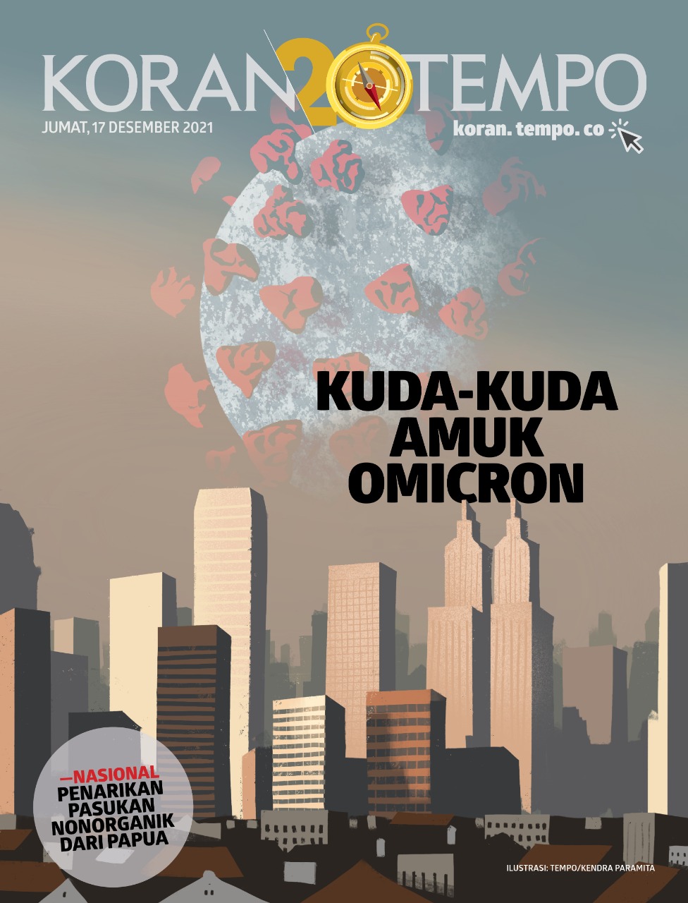 Cover Koran Tempo - Edisi 2021-12-17-Kuda-kuda Amuk Omicron