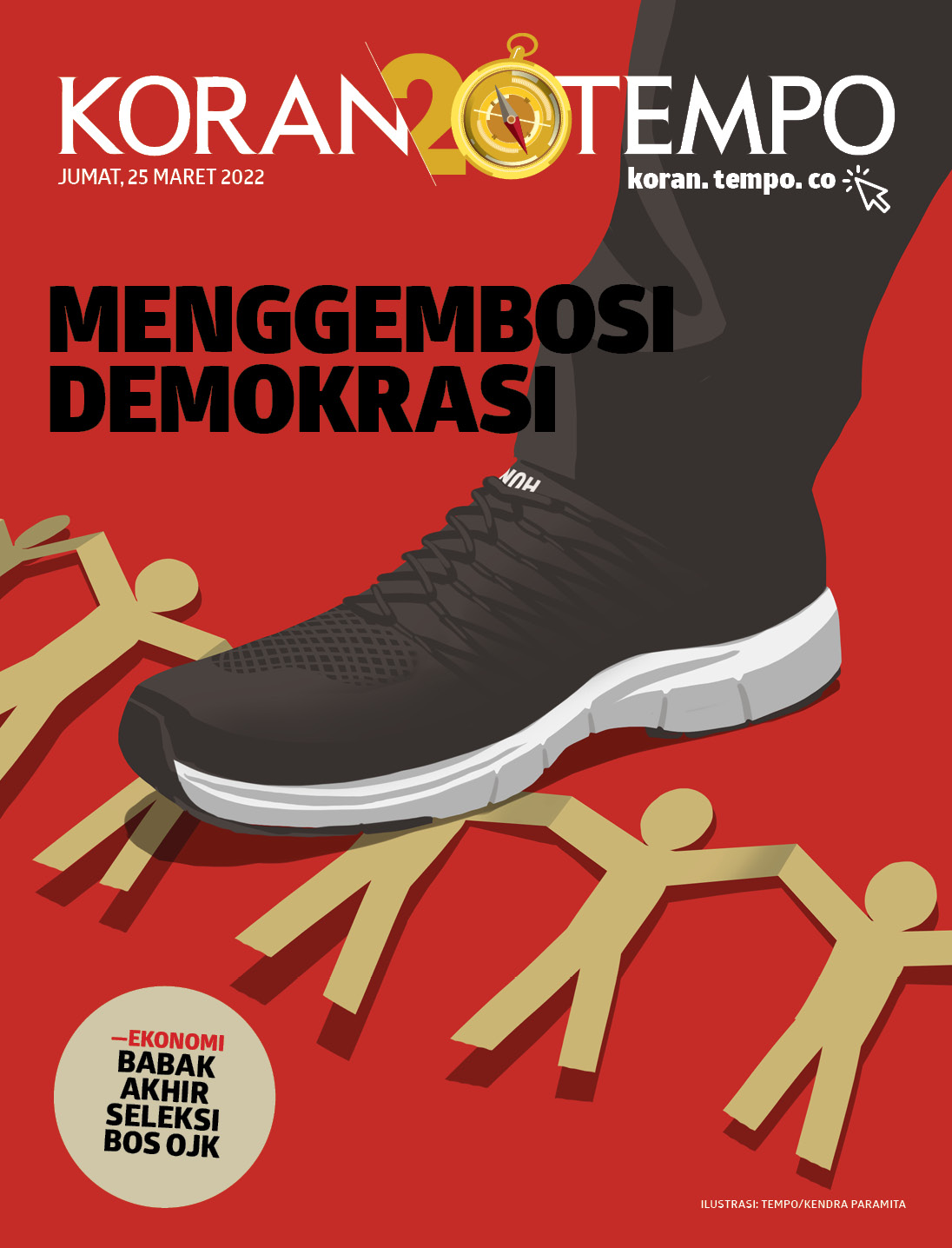 Cover Koran Tempo - Edisi 2022-03-25-Menggembosi Demokrasi