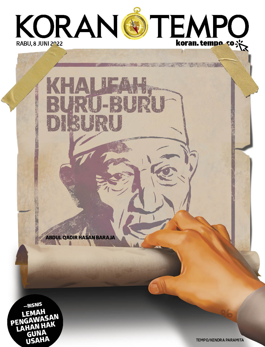 Cover Koran Tempo - Edisi 2022-06-08 - Khalifah, Buru-buru Diburu  