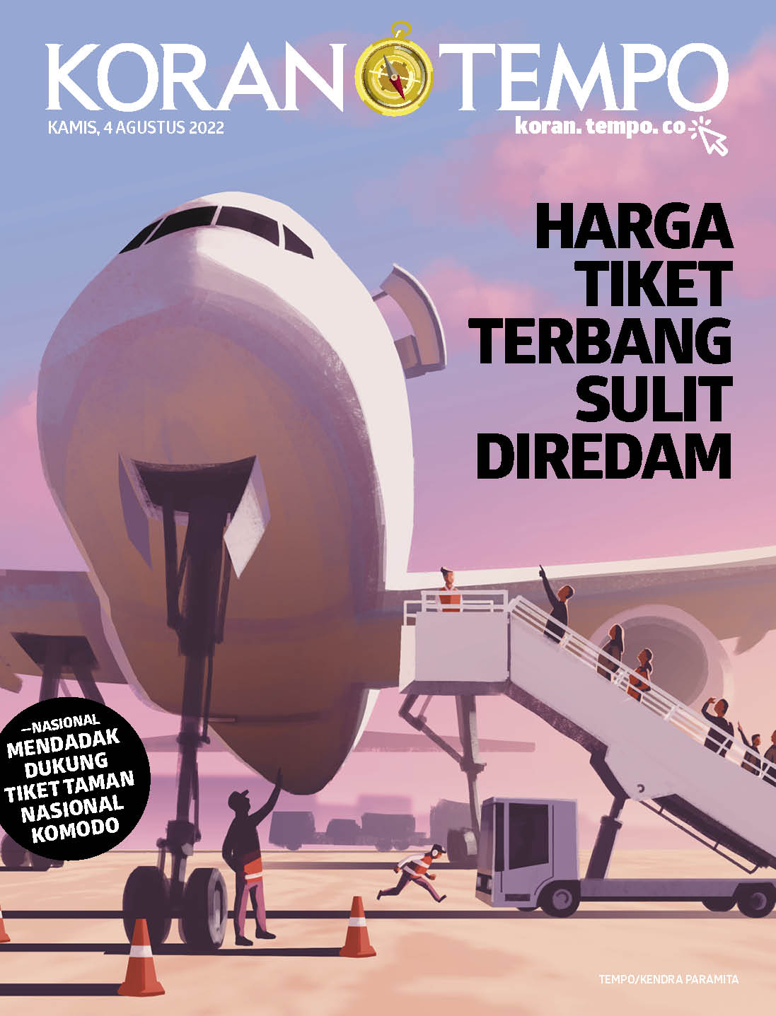 Cover Koran Tempo - Edisi 2022-08-04 -- Harga Tiket Terbang Sulit Diredam