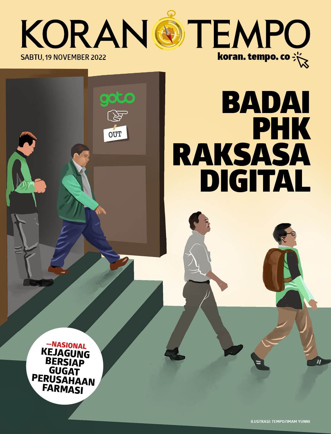 Cover Koran Tempo - Edisi 2022-11-19 -- Badai PHK Raksasa Digital