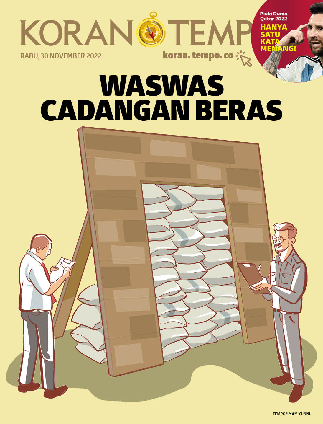Cover Koran Tempo - Edisi 2022-11-30 -- Waswas Cadangan Beras