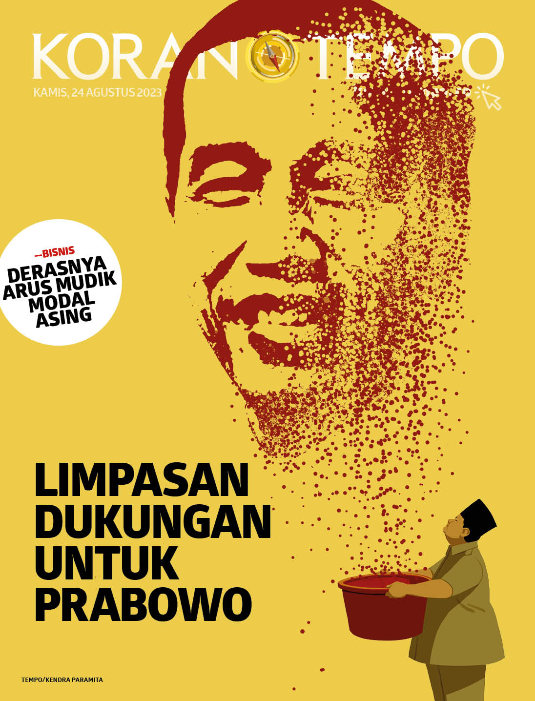 Cover Koran Tempo - Edisi 2023-08-24 -- Limpasan Dukungan untuk Prabowo