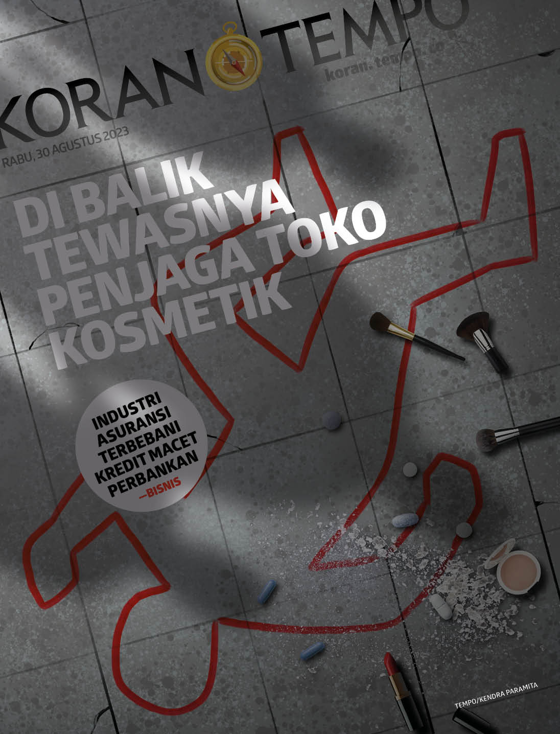 Cover Koran Tempo - Edisi 2023-08-30 -- Di Balik Tewasnya Penjaga Toko Kosmest
