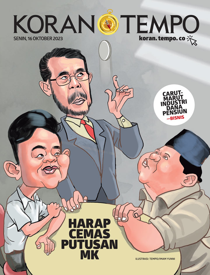 Cover Koran Tempo - Edisi 2023-10-16 -- Harap Cemas Putusan MK