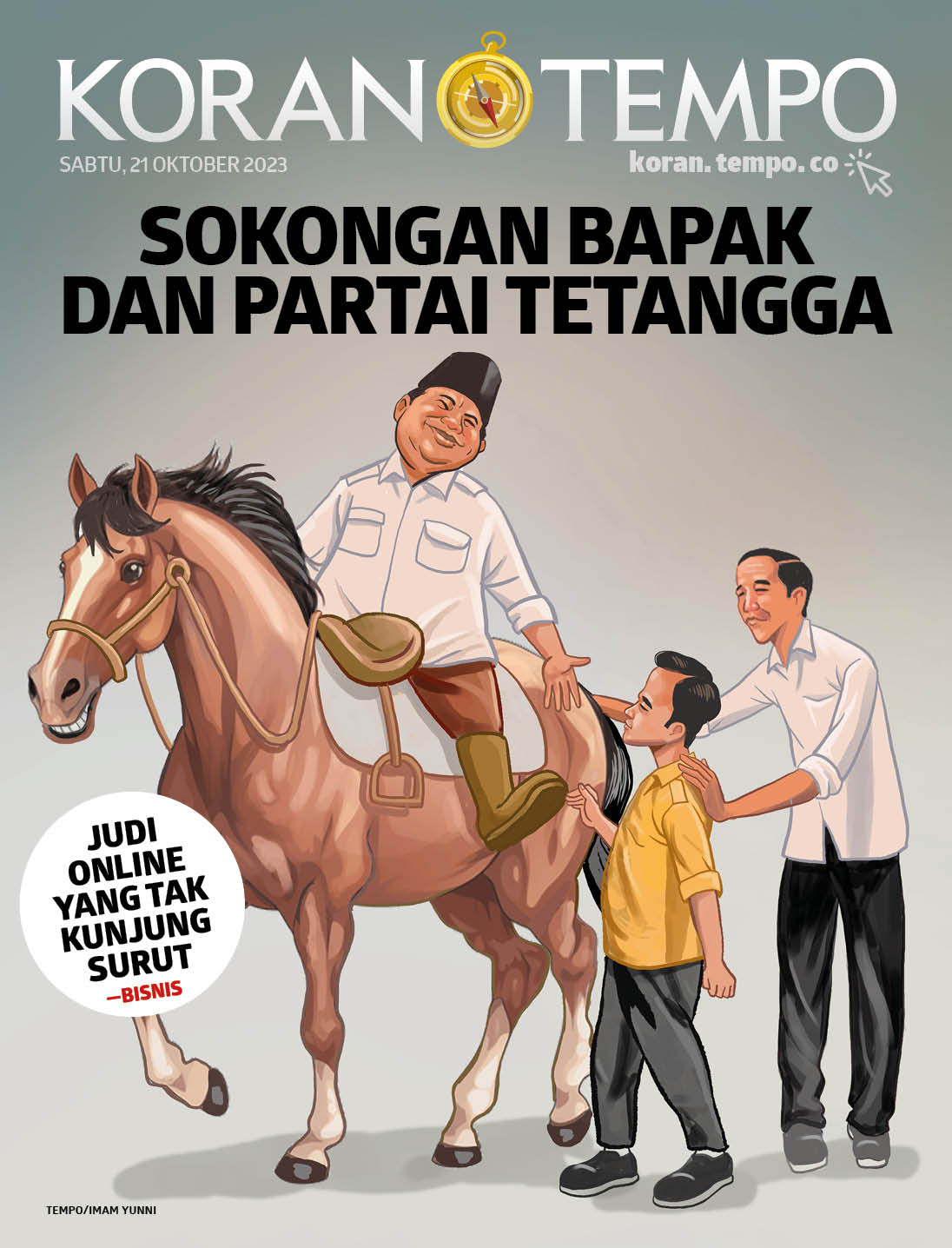 Cover Koran Tempo - Edisi 2023-10-21-- Sokongan Bapak dan Partai Tetangga