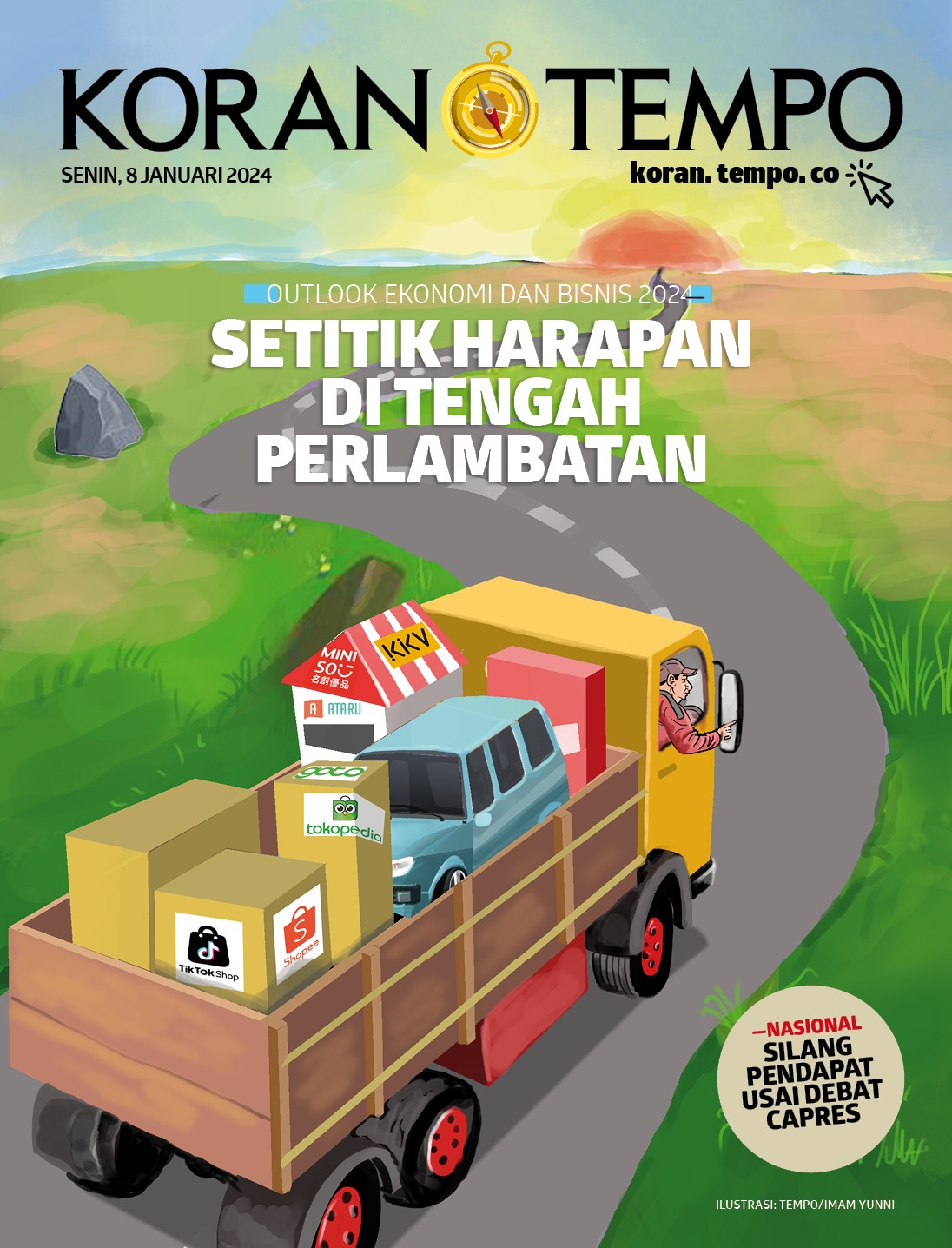 Cover Koran Tempo - Edisi 2024-01-08 -- Setitik Harapan di Tengah Perlambatan