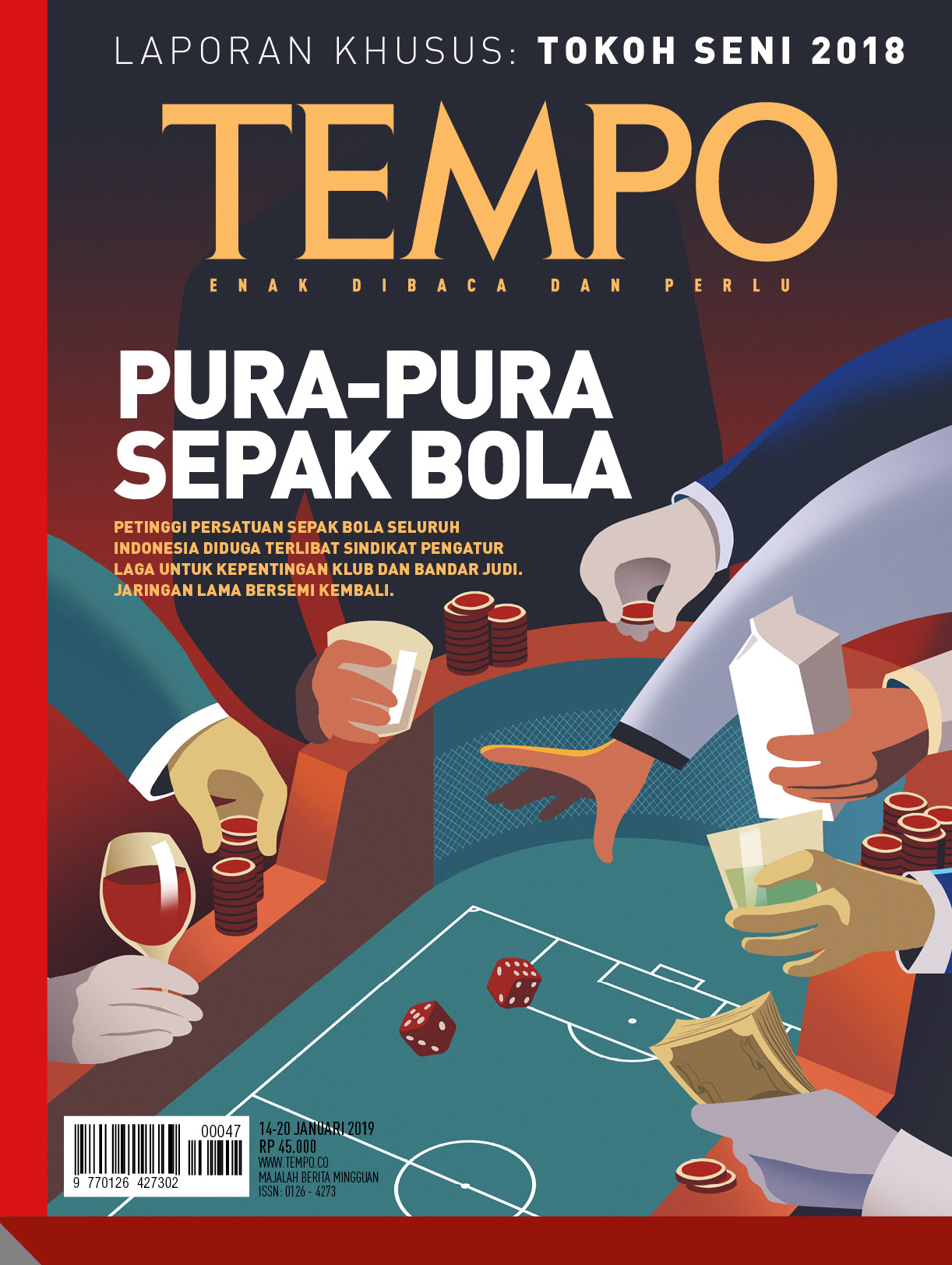 Cover Majalah Tempo - Edisi 12-01-2019 - Pura-Pura Sepak Bola