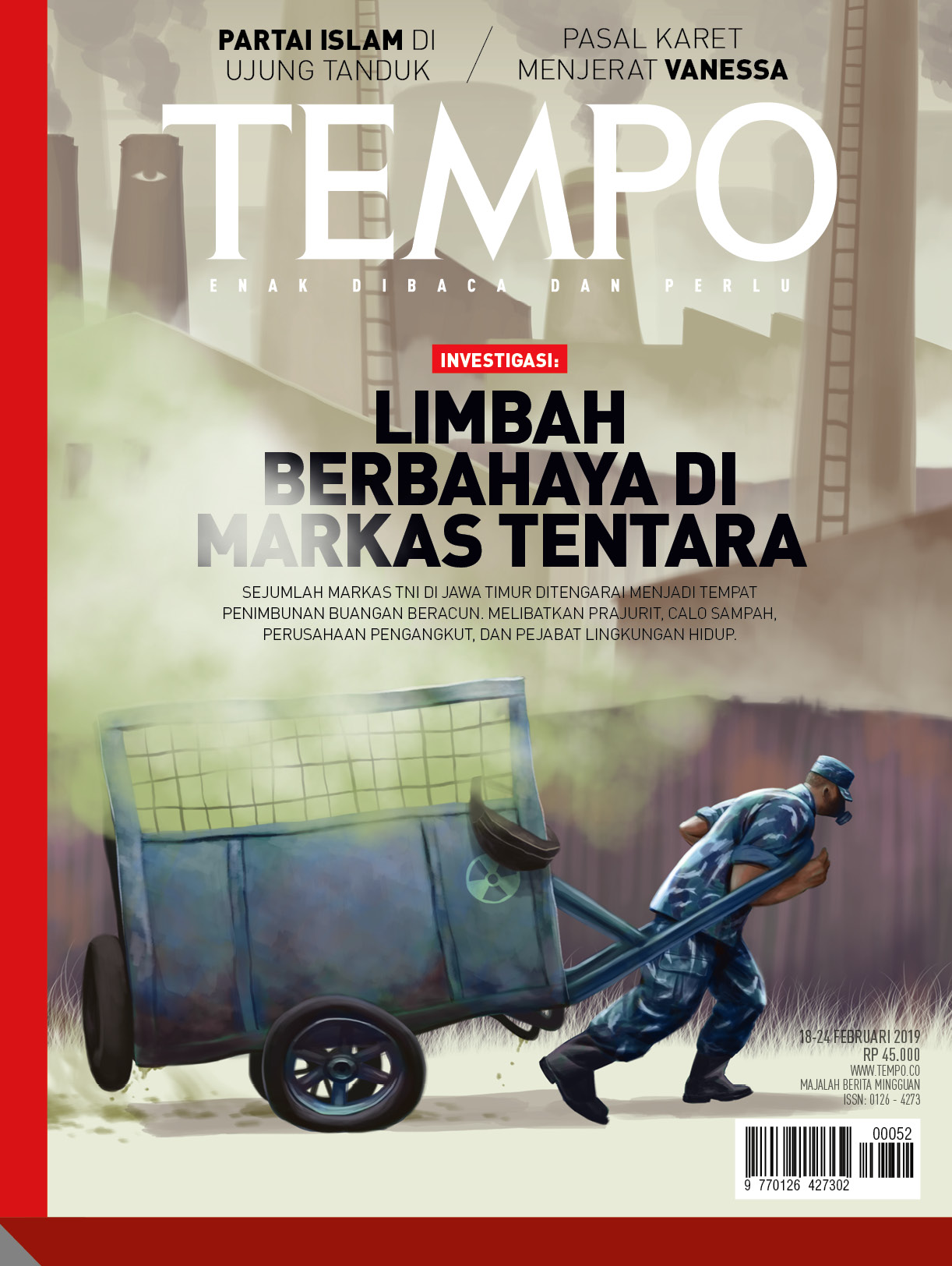 Cover Majalah Tempo - Edisi 16-02-2019 - Limbah Berbahaya Di Markas Tentara