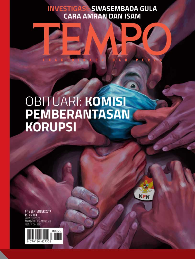 Cover Majalah Tempo - Edisi 07-09-2019 -  Obituari: Komisi Pemberantasan Korupsi 