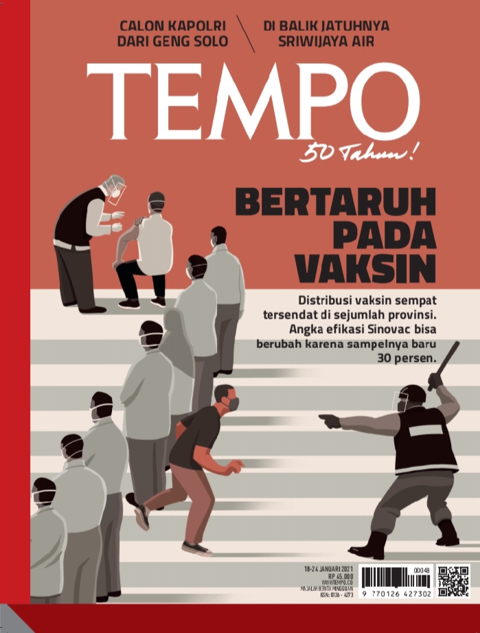 Cover Majalah Tempo - Edisi 16-01-2021 - Bertaruh Pada Vaksin