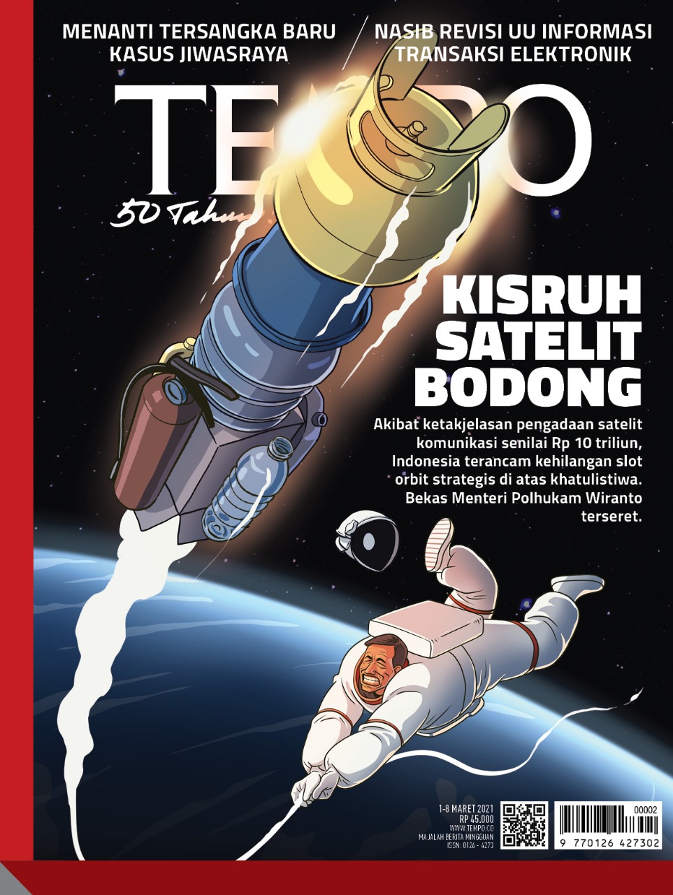 Cover Majalah Tempo - Edisi 27-02-2021 - Kisruh Satelit Bodong