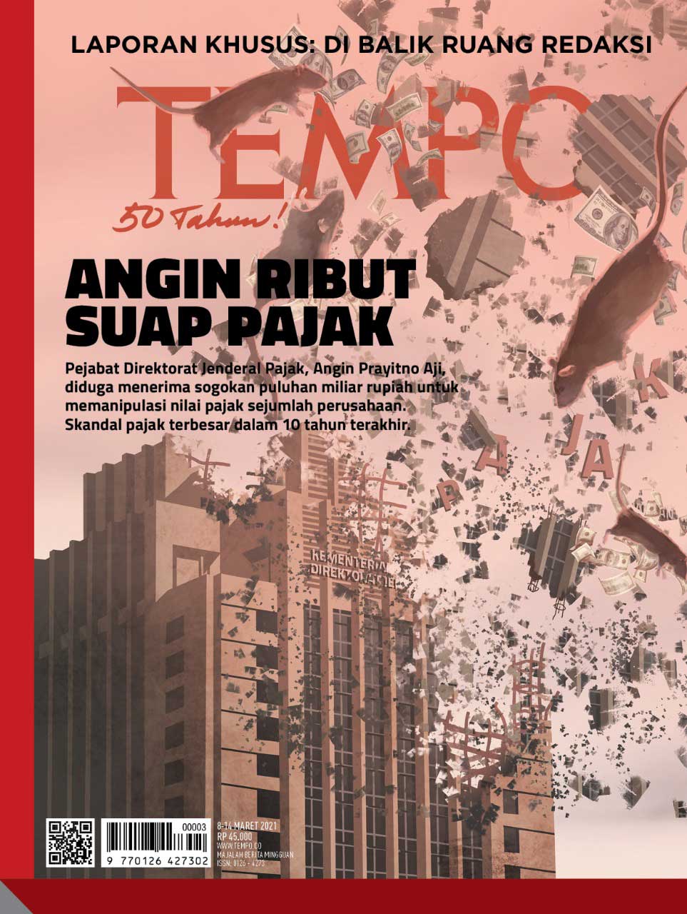 Cover Majalah Tempo - Edisi 06-03-2021 - Angin Ribut Suap Pajak