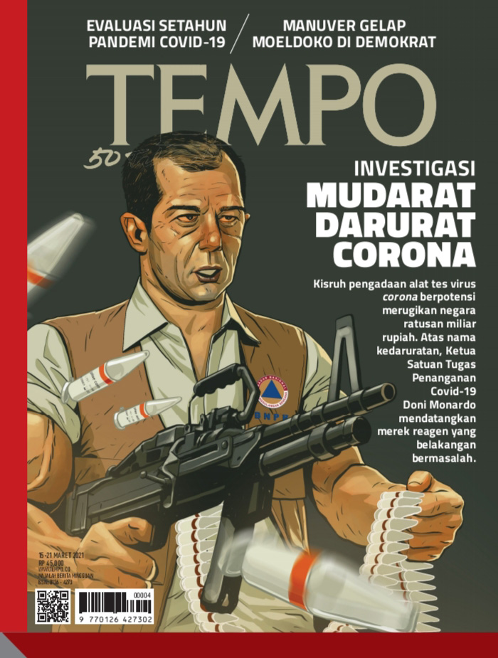 Cover Majalah Tempo - Edisi 13-03-2021 - Investigasi: Mudarat Darurat Corona