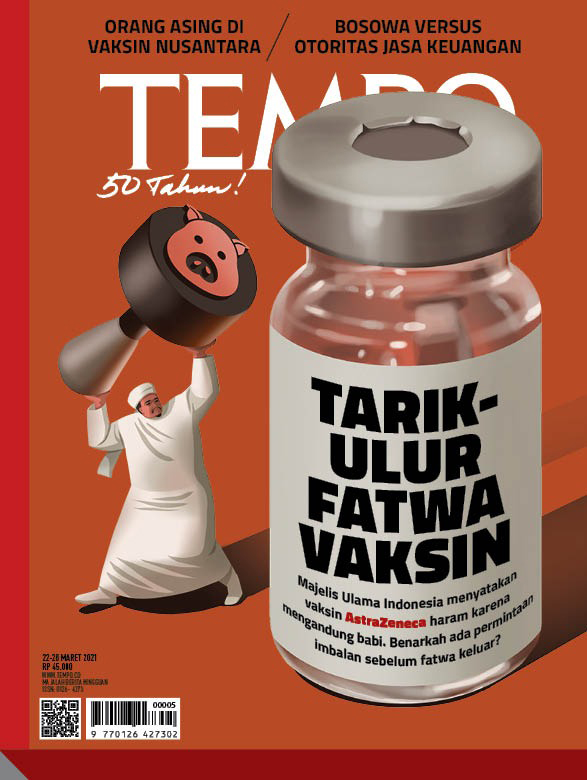 Cover Majalah Tempo - Edisi 20-03-2021 - Tarik-Ulur Fatwa Vaksin