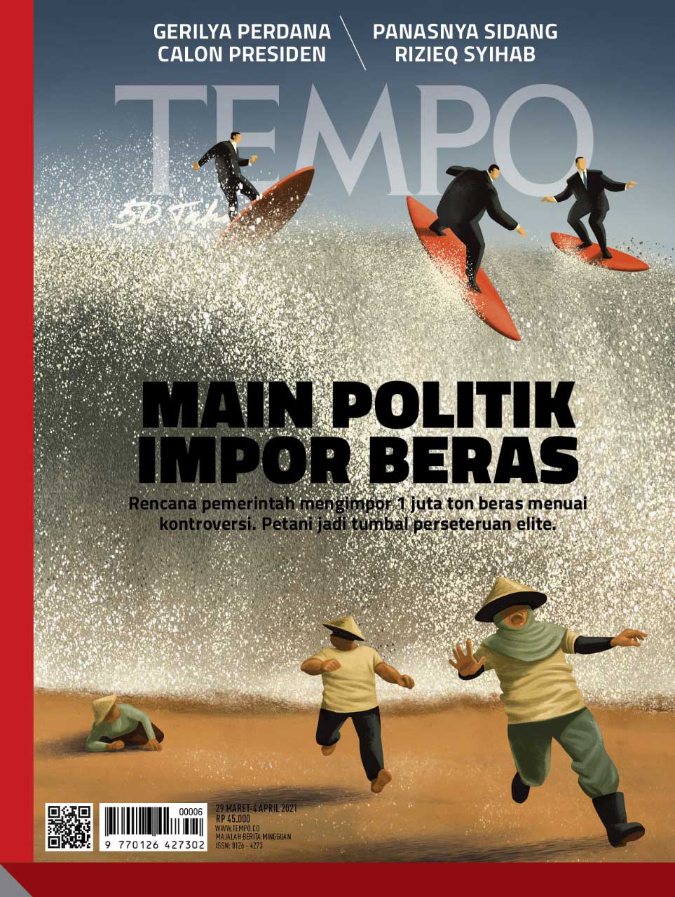 Cover Majalah Tempo - Edisi 27-03-2021 - Main Politik Impor Beras