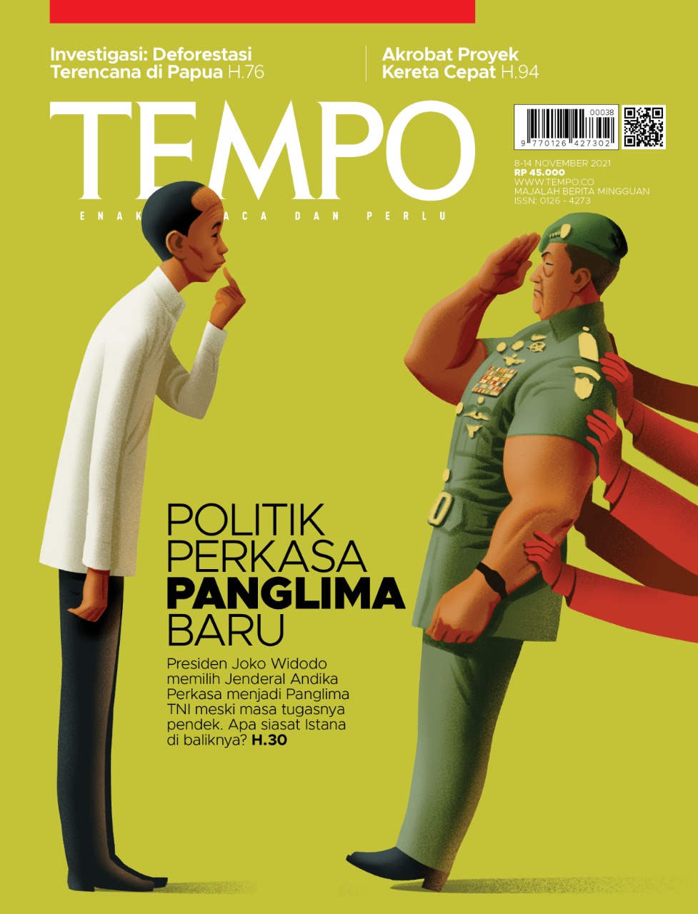 Cover Majalah Tempo - Edisi 6 November 2021 - Politik Perkasa Panglima Baru