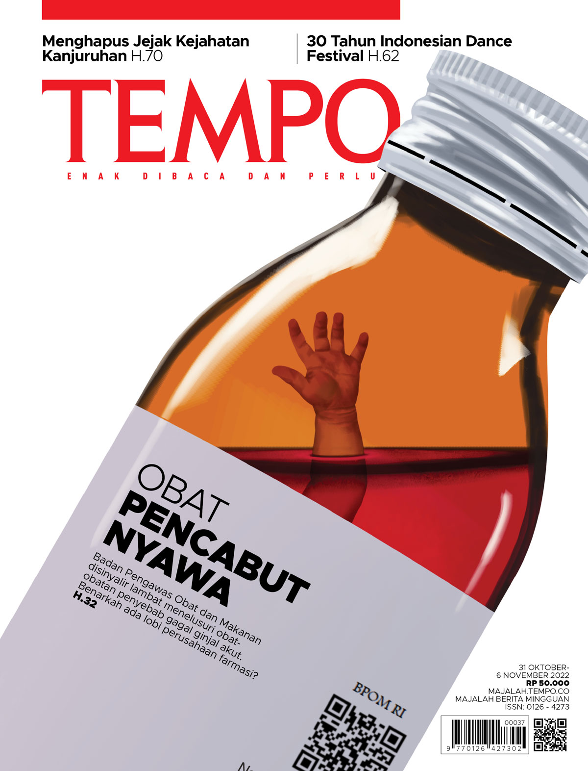 Cover Majalah Tempo - 30 Oktober 2022 - Obat Pencabut Nyawa