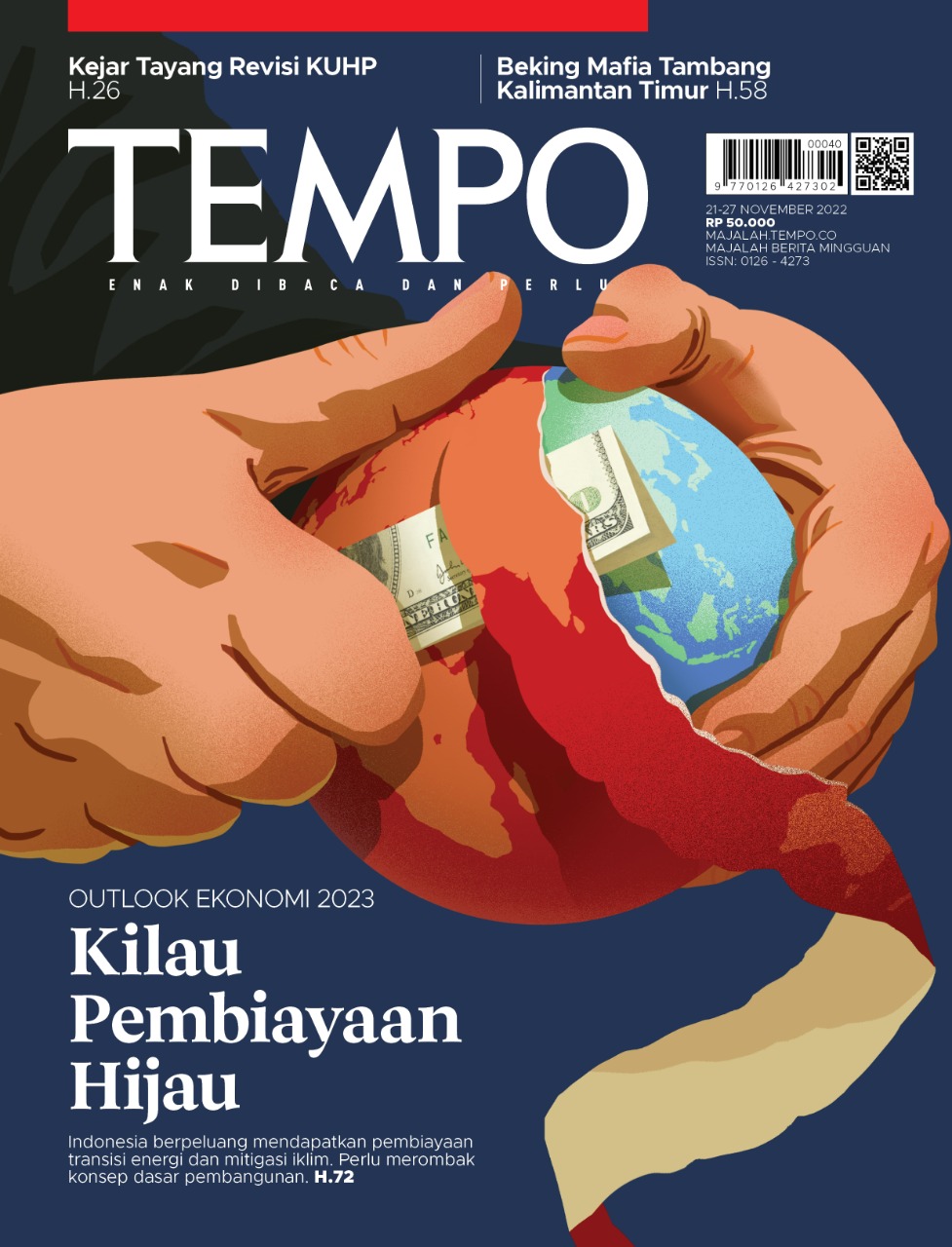 Cover Majalah Tempo - 20 November 2022 - Outlook Ekonomi 2023: Kilau Pembiayaan Hijau
