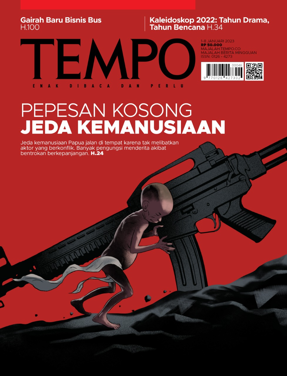 Cover Majalah Tempo - 1 Januari 2023 - Pepesan Kosong Jeda Kemanusiaan