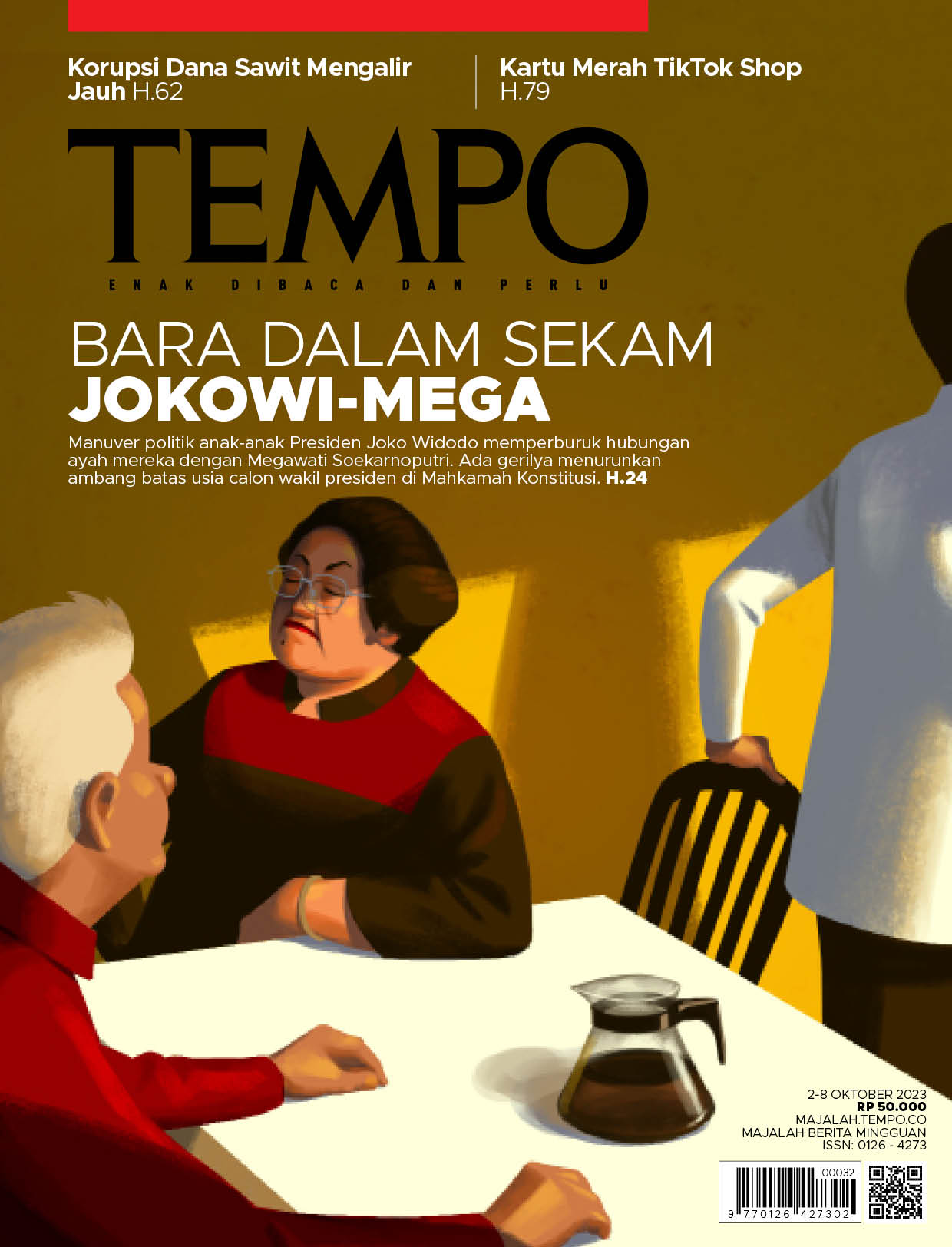 Cover Majalah Tempo - 1 Oktober 2023 - Bara Dalam Sekam Jokowi-Mega