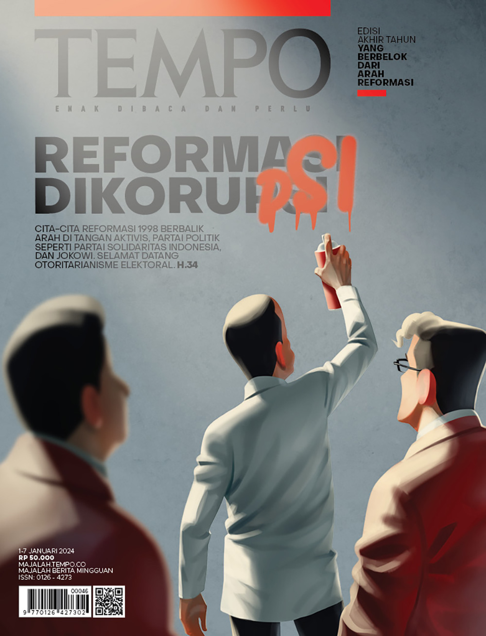 Cover Majalah Tempo - 31 Desember 2023 - Reformasi Dikorupsi