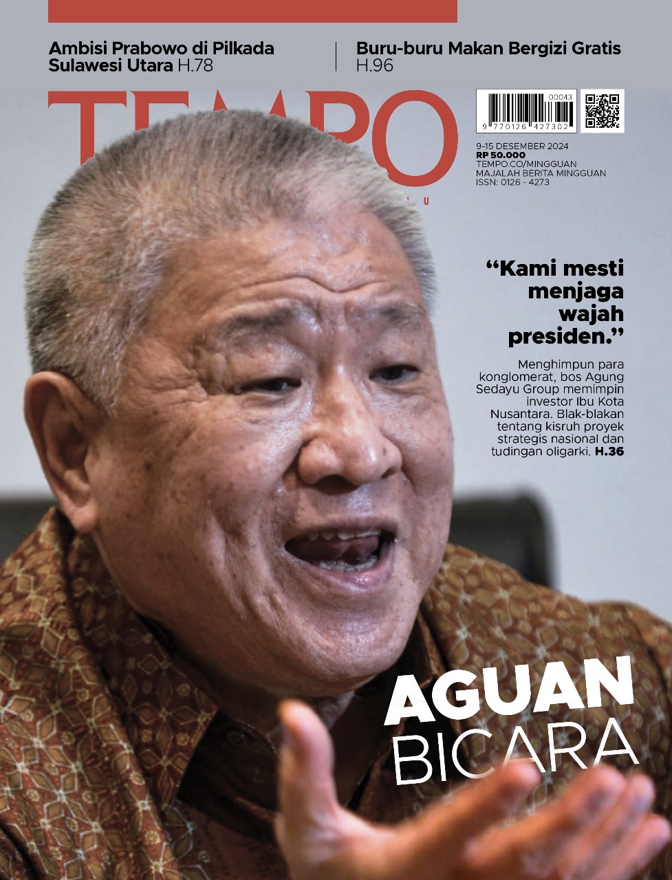 Cover Majalah Tempo - 8 Desember 2024 - Aguan Bicara